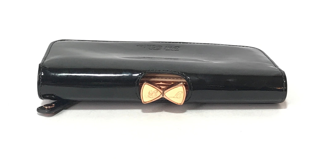 Ted Baker Black Patent Leather Crystal Bobble Long Wallet | Pre Loved |