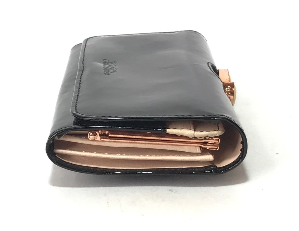 Ted Baker Black Patent Leather Crystal Bobble Long Wallet | Pre Loved |