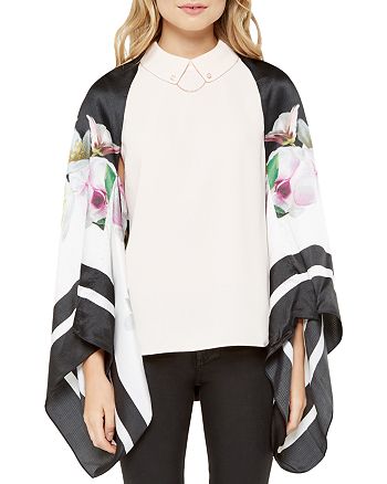 Ted Baker 'Forget Me Not' Silk Cape Scarf | Brand New |
