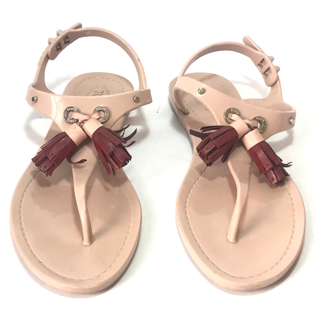 TOD's Taupe Jelly Thong Sandals | Pre Loved |