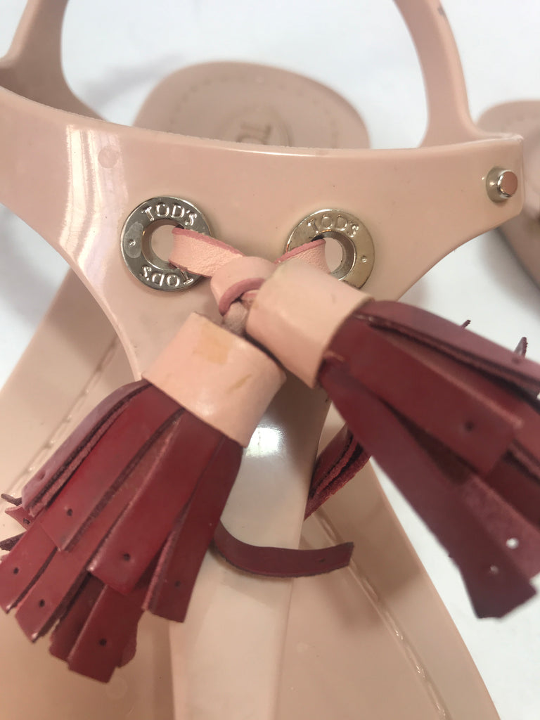 TOD's Taupe Jelly Thong Sandals | Pre Loved |