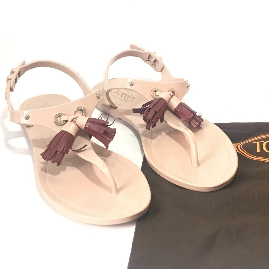 TOD's Taupe Jelly Thong Sandals | Pre Loved |