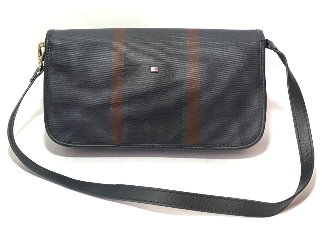 Tommy Hilfiger Navy Coated Canvas Shoulder Bag | Gently Used |