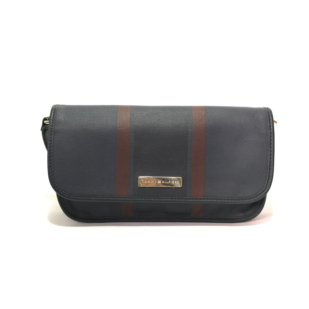 Tommy Hilfiger Navy Coated Canvas Shoulder Bag | Gently Used |
