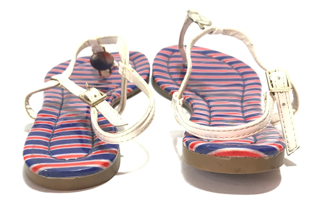 Tommy Hilfiger White and Striped Thong Sandals | Pre Loved |