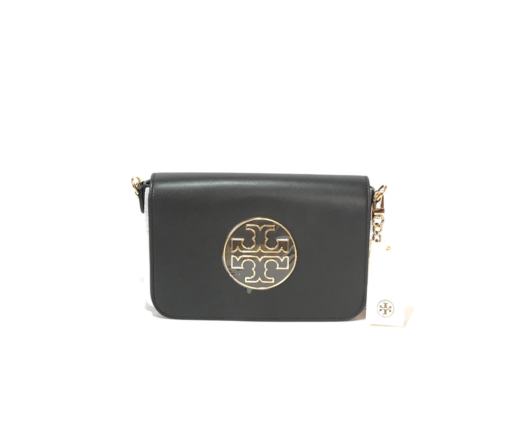 Tory Burch Black Leather 'ISABELLA' Clutch | Brand New |