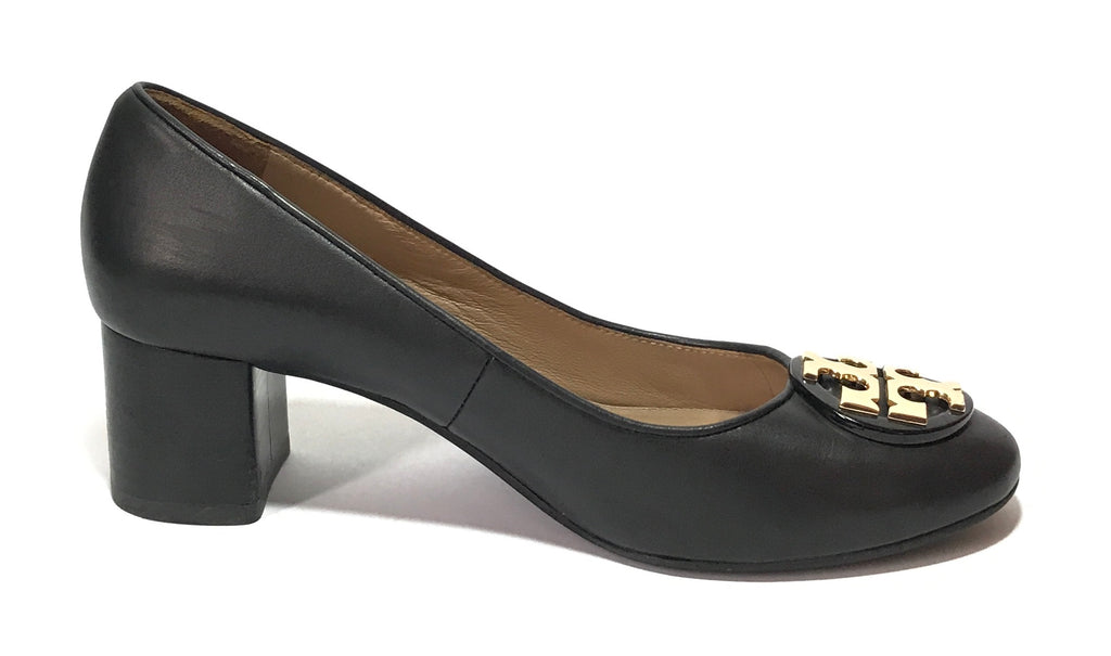 Tory Burch Black Leather 'Janey' Block Heels | Gently Used |