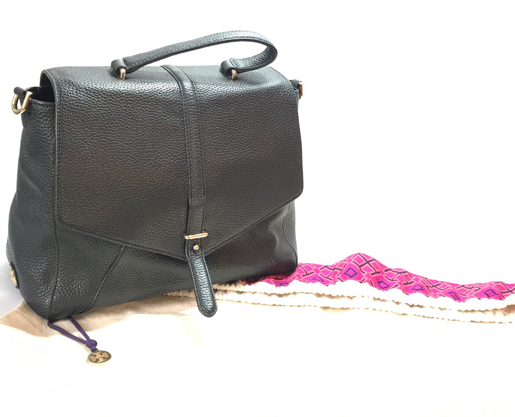 Tory Burch 797 Mini Black Leather Satchel Bag | Pre Loved |