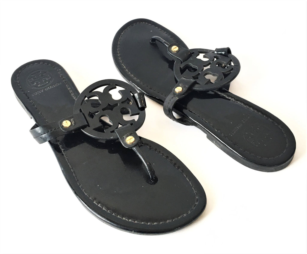 Tory Burch Black 'Miller' Leather Sandals | Pre Loved |