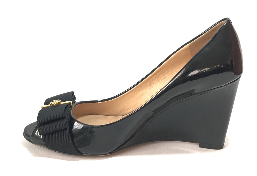 Tory burch black wedge shoes sale
