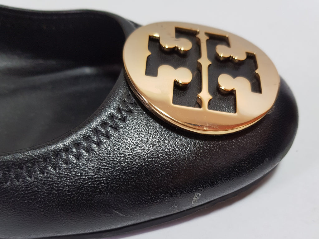 Tory Burch 'Reva' Black Leather Block Heel Pumps | Pre Loved |