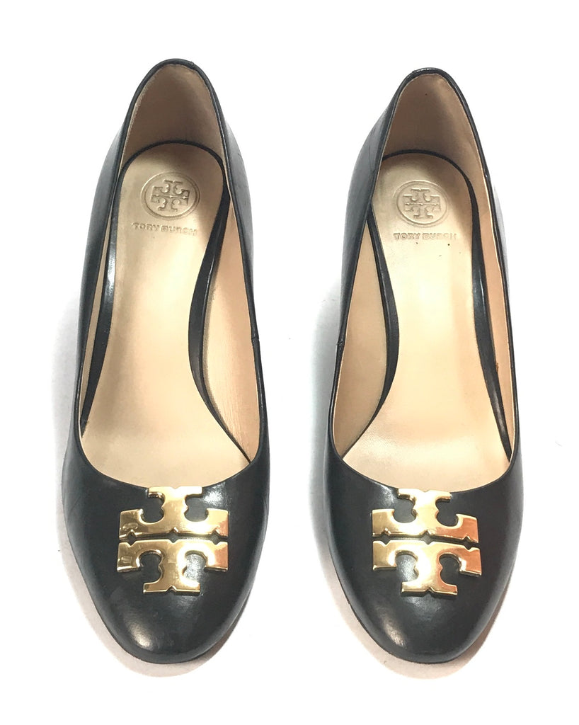 Tory Burch Black Leather Wedges | Pre Loved |