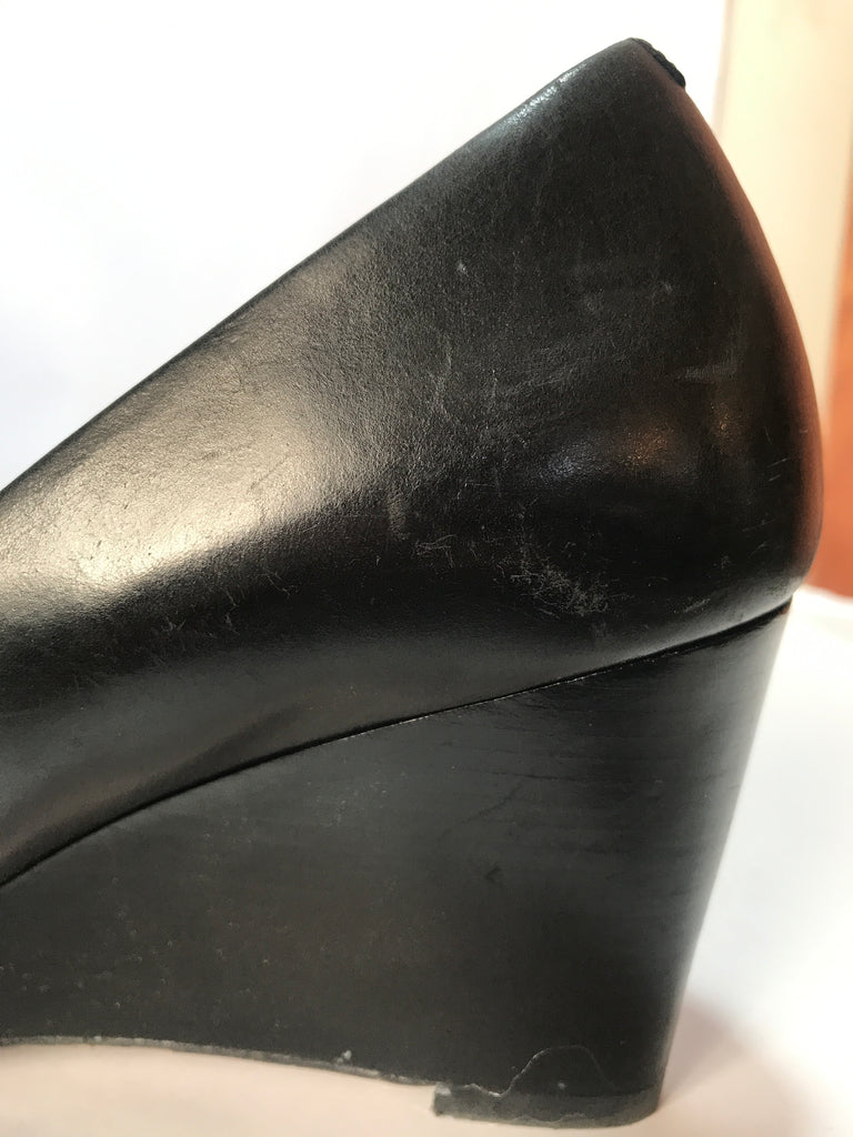 Tory Burch Black Leather Wedges | Pre Loved |