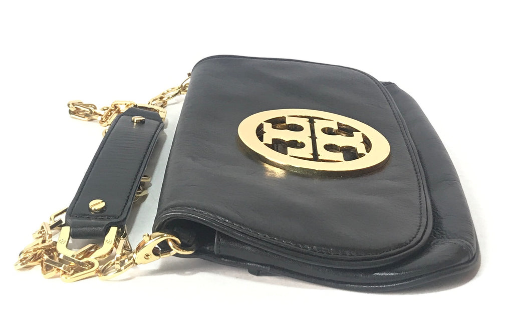 Tory Burch Black & Gold 'REVA' Clutch | Pre Loved |