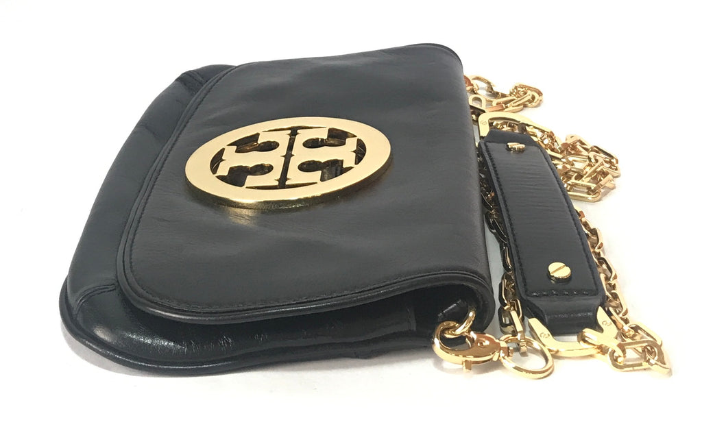 Tory Burch Black & Gold 'REVA' Clutch | Pre Loved |