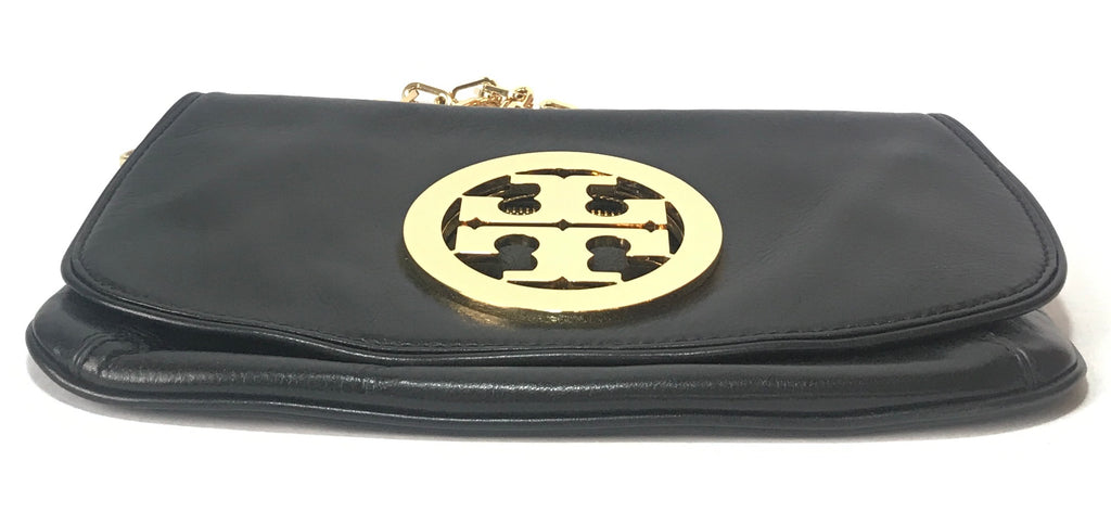 Tory Burch Black & Gold 'REVA' Clutch | Pre Loved |