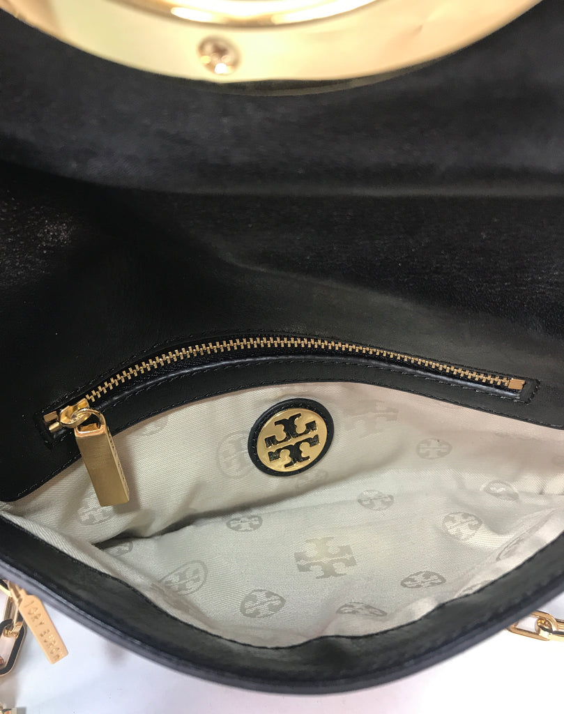 Tory Burch Black & Gold 'REVA' Clutch | Pre Loved |