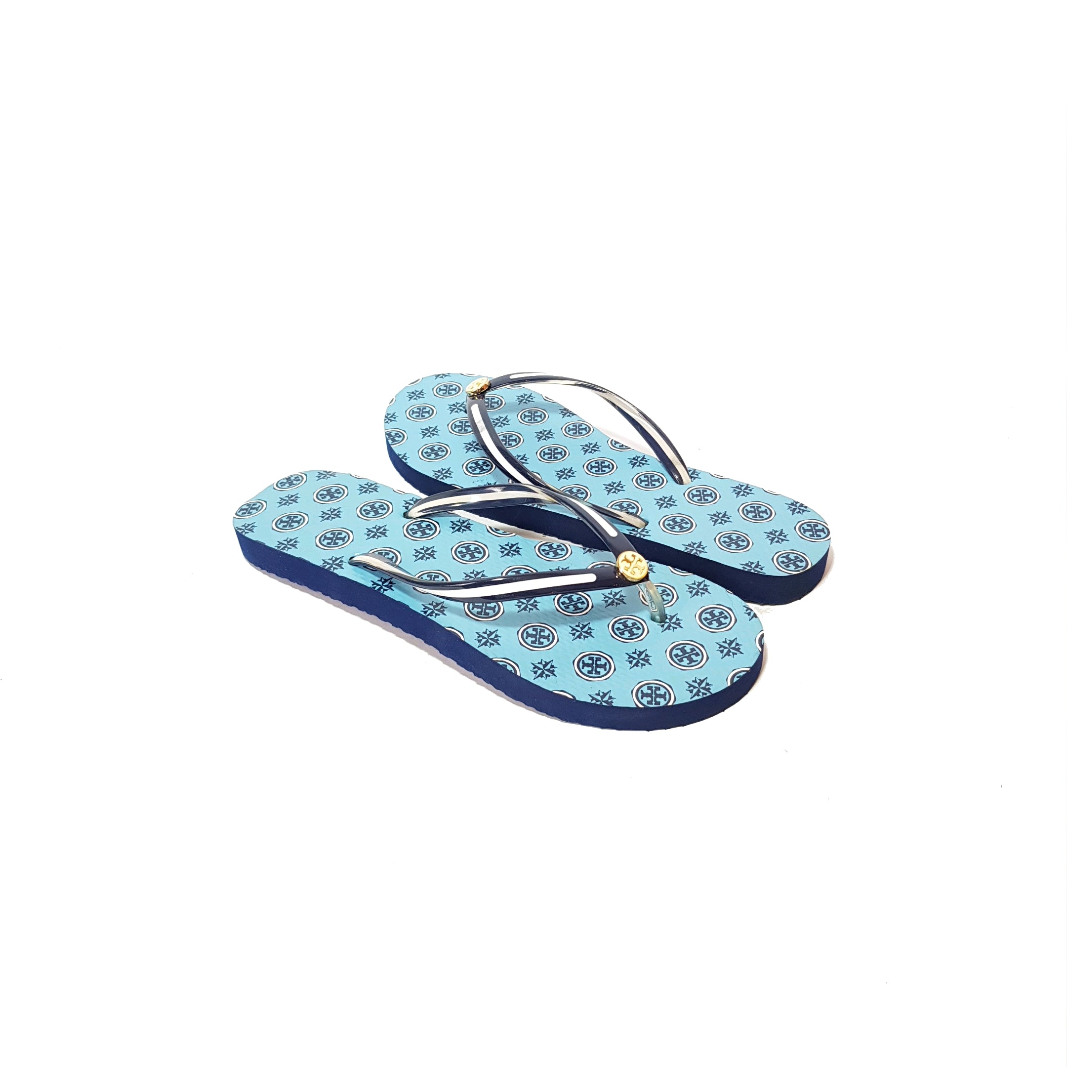 Tory Burch Blue Rubber Flip Flops Pre Loved Secret Stash