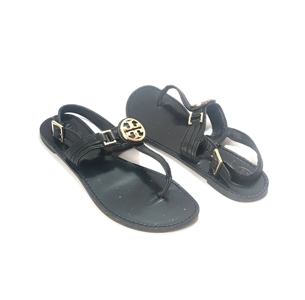 Tory Burch Cassia Black Flat Thong Sandals | Pre Loved |
