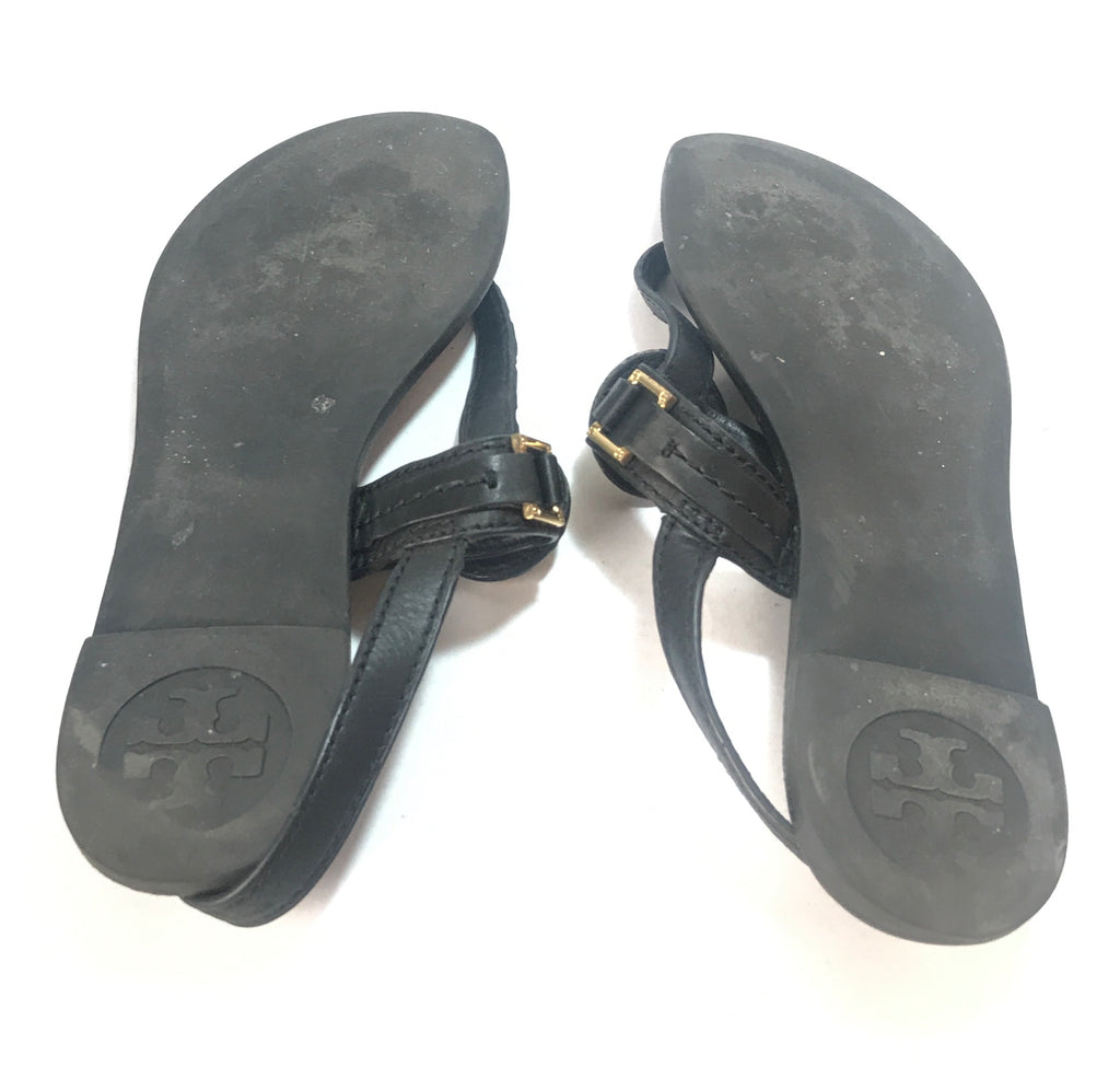 Tory Burch Cassia Black Flat Thong Sandals | Pre Loved |