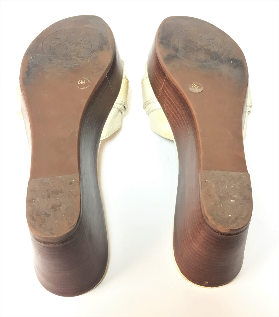 Tory Burch Cream Leather Wedges | Pre Loved |