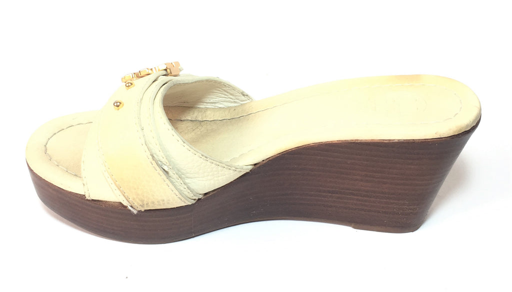 Tory Burch Cream Leather Wedges | Pre Loved |