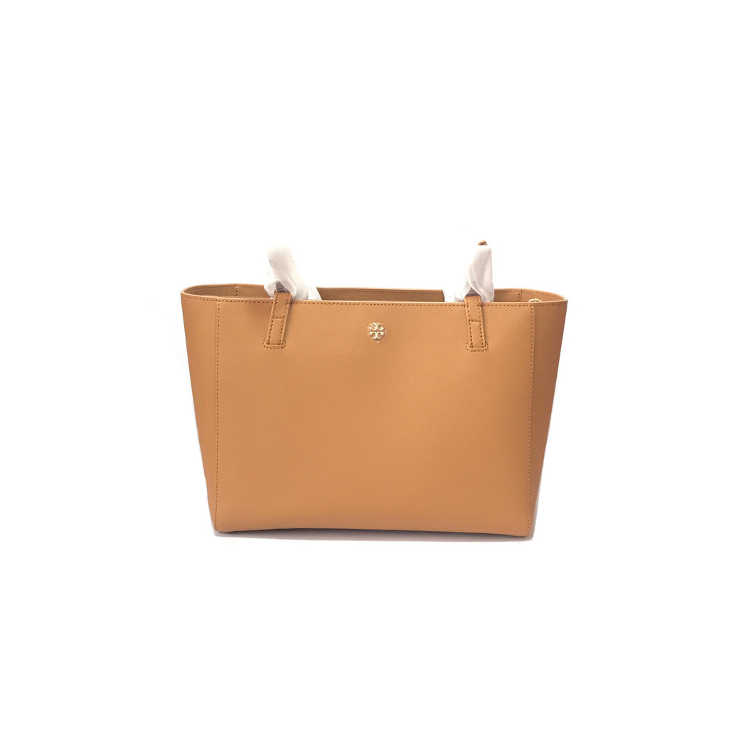 Tory Burch Tan Saffiano 'Emerson Buckle' Leather Tote | Brand New |