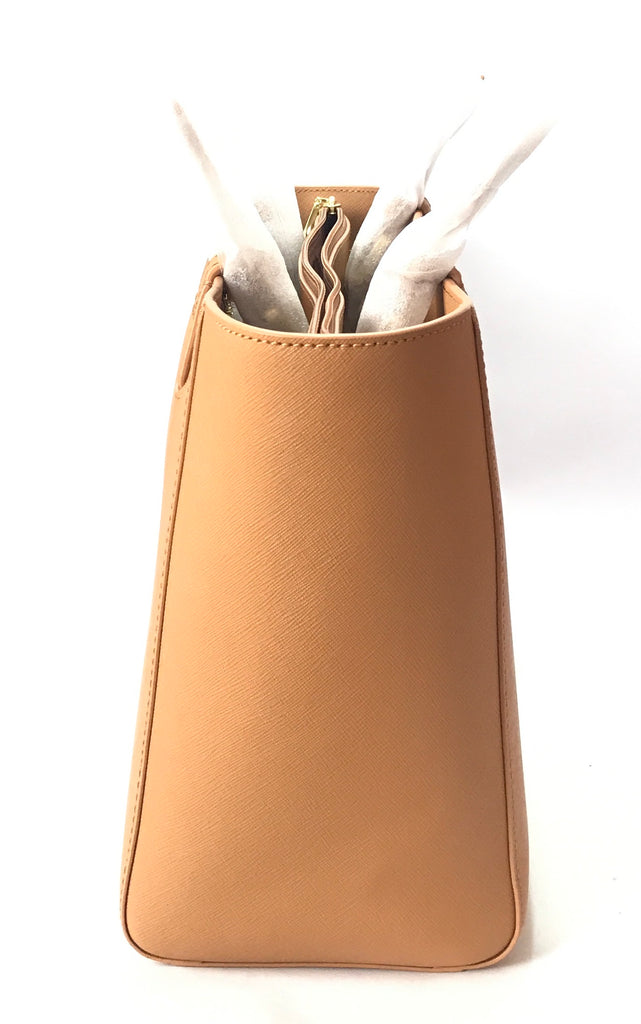 Tory Burch Tan Saffiano 'Emerson Buckle' Leather Tote | Brand New |