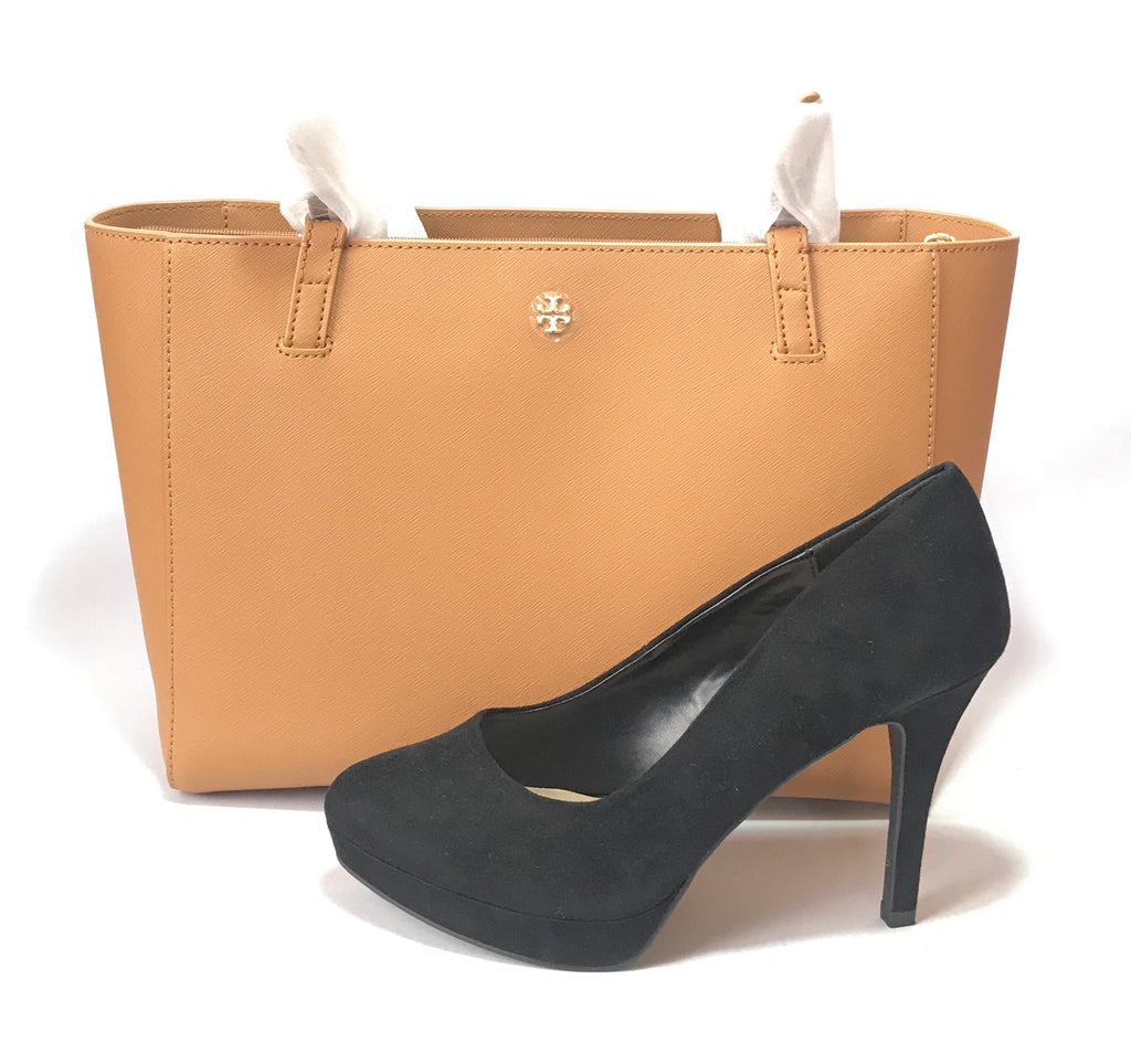 Tory Burch Tan Saffiano 'Emerson Buckle' Leather Tote | Brand New |