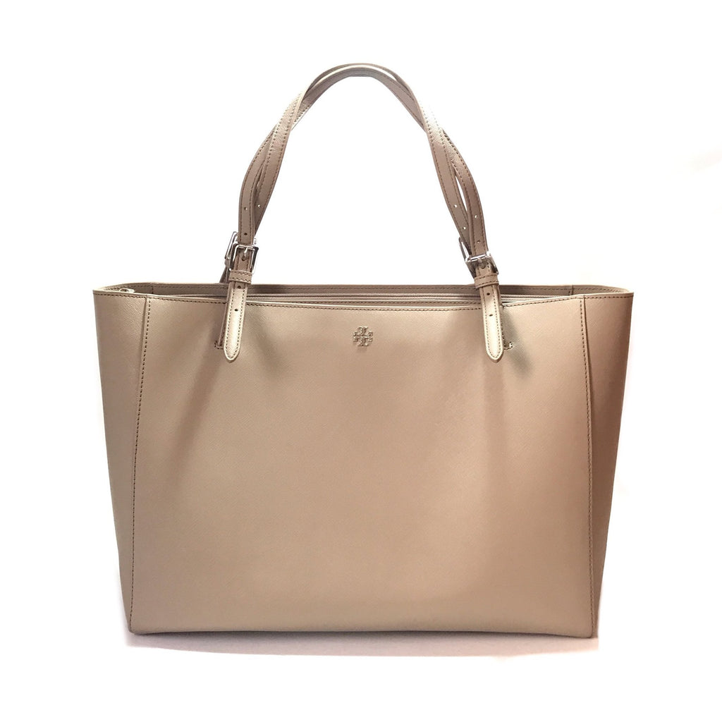Tory Burch Grey 'YORK' Buckle Leather Tote | Like New |
