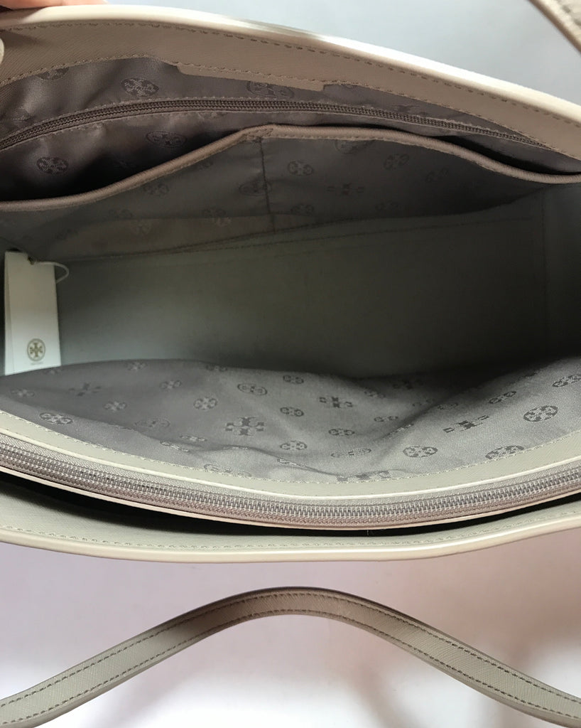 Tory Burch Grey 'YORK' Buckle Leather Tote | Like New |
