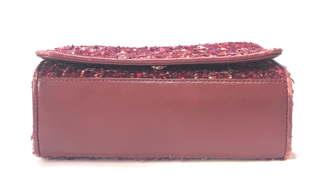Tory Burch Maroon Fleming Tweed Convertible Shoulder Bag | Pre Loved |