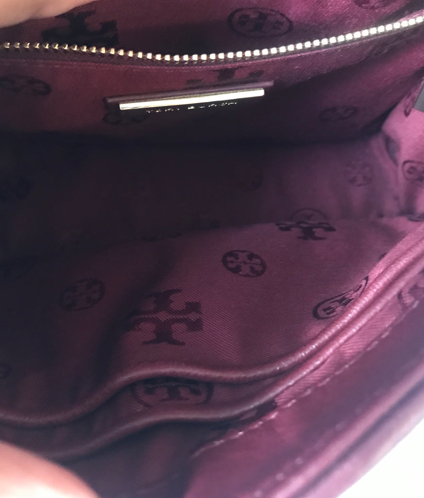 Tory Burch Maroon Fleming Tweed Convertible Shoulder Bag | Pre Loved |