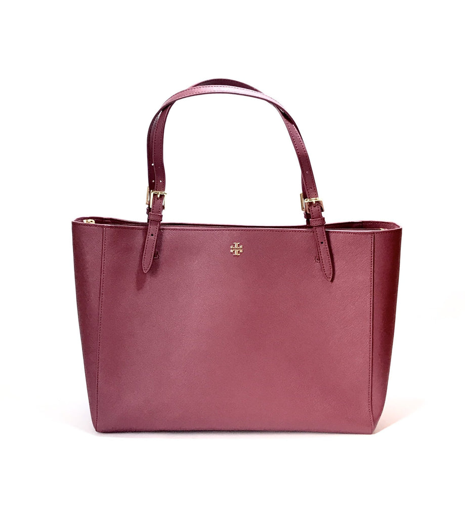 Tory Burch Maroon 'YORK' Buckle Leather Tote | Like New |