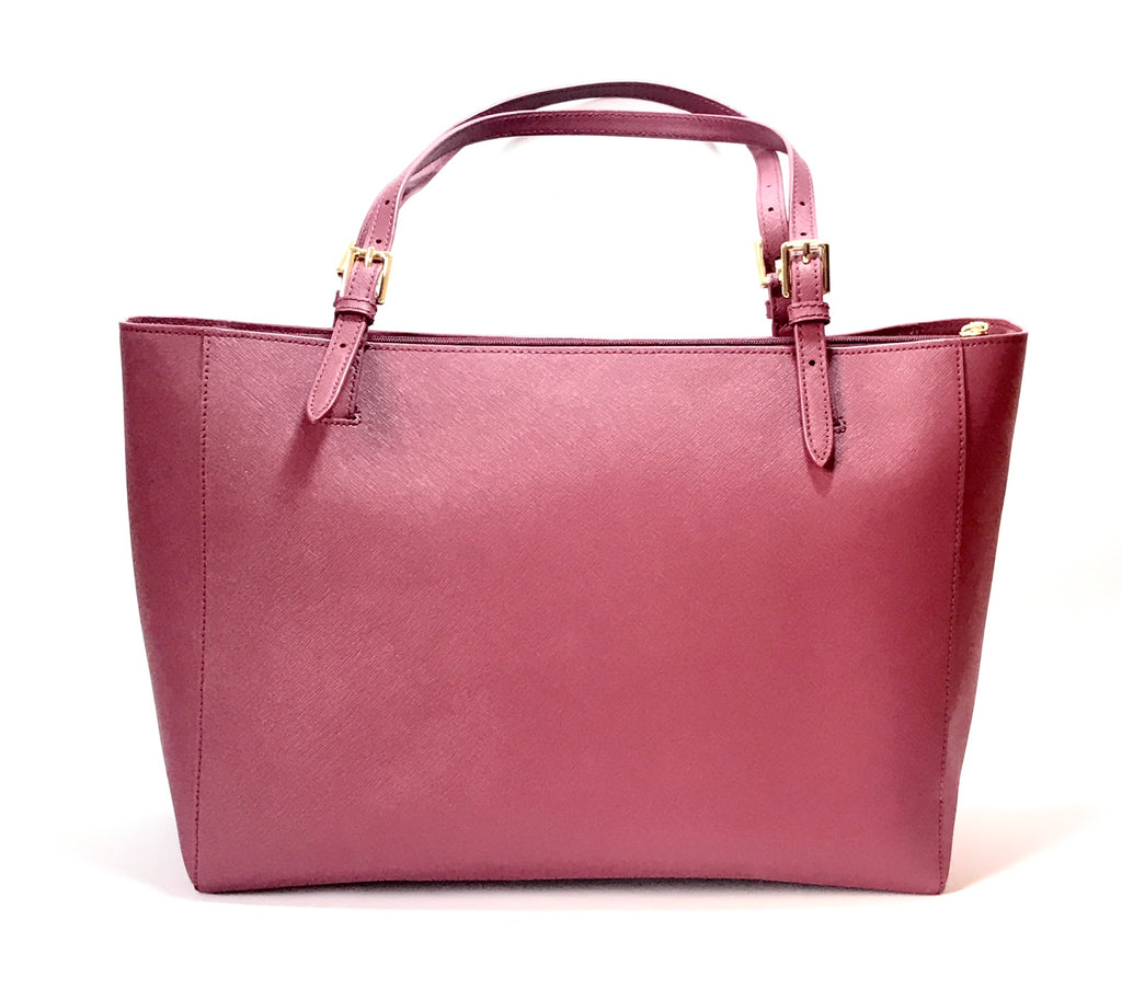 Tory Burch Maroon 'YORK' Buckle Leather Tote | Like New |