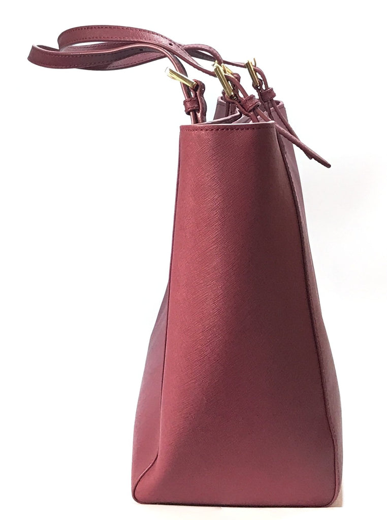 Tory Burch Maroon 'YORK' Buckle Leather Tote | Like New |