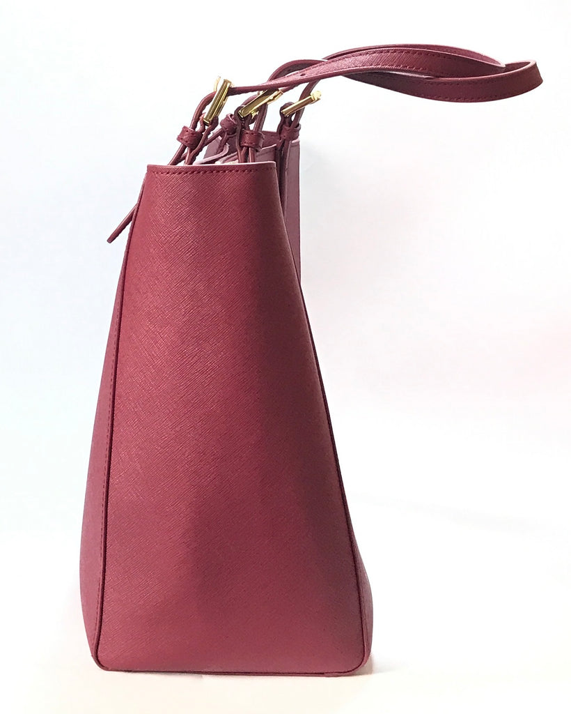 Tory Burch Maroon 'YORK' Buckle Leather Tote | Like New |