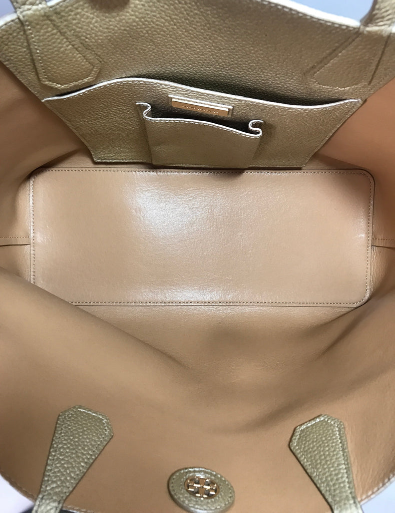 Tory Burch PERRY Gold Soft Leather Shopping Tote | Gently Used |