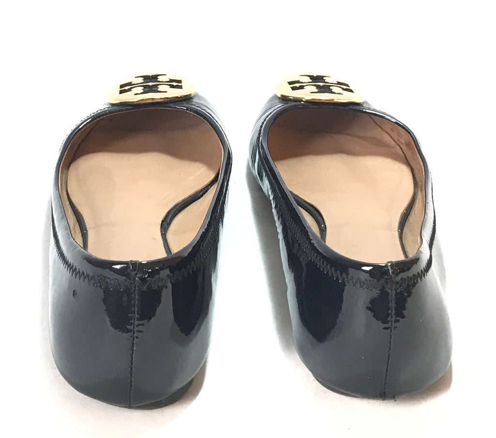 Tory Burch 'Reva' Navy Patent Ballet Flats | Pre Loved |