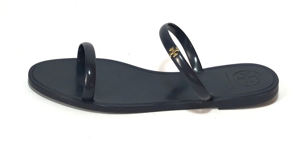 Tory Burch Navy Two-Band Jelly Sandals | Pre Loved |