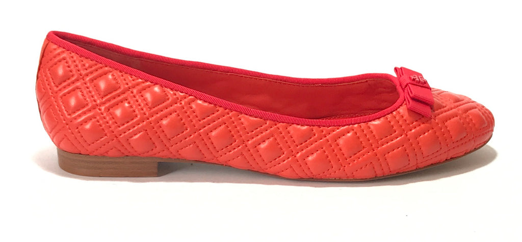Tory Burch Orange 'Marion' Leather Ballet Flats | Brand New |