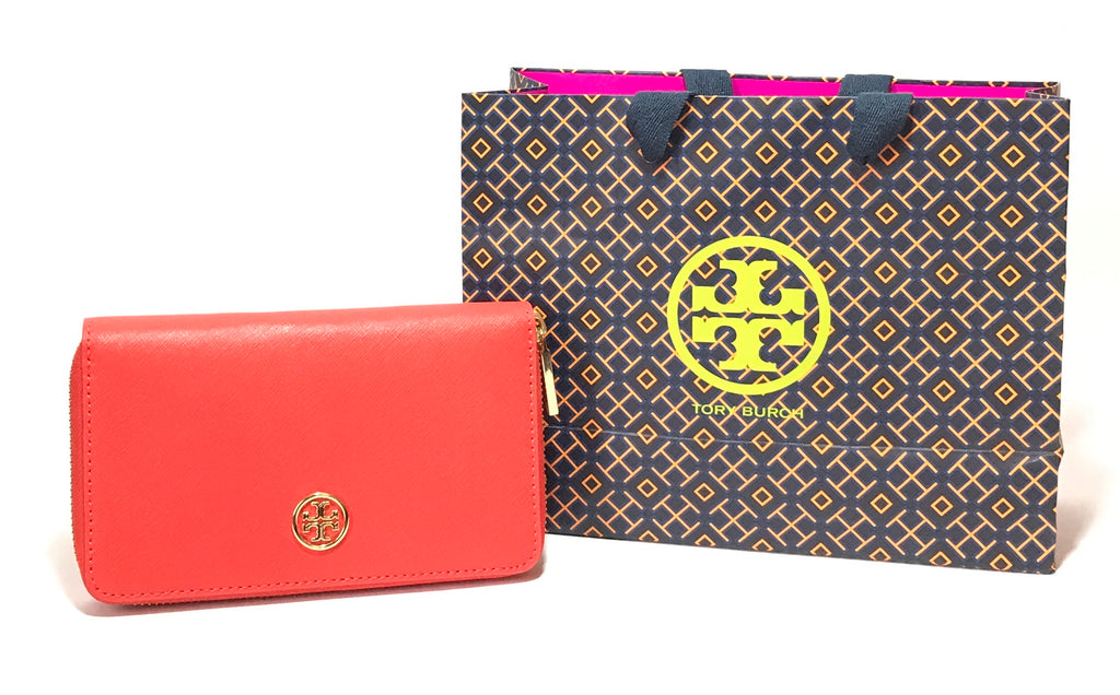 Tory Burch Orange Leather Continental Wallet | Like New |