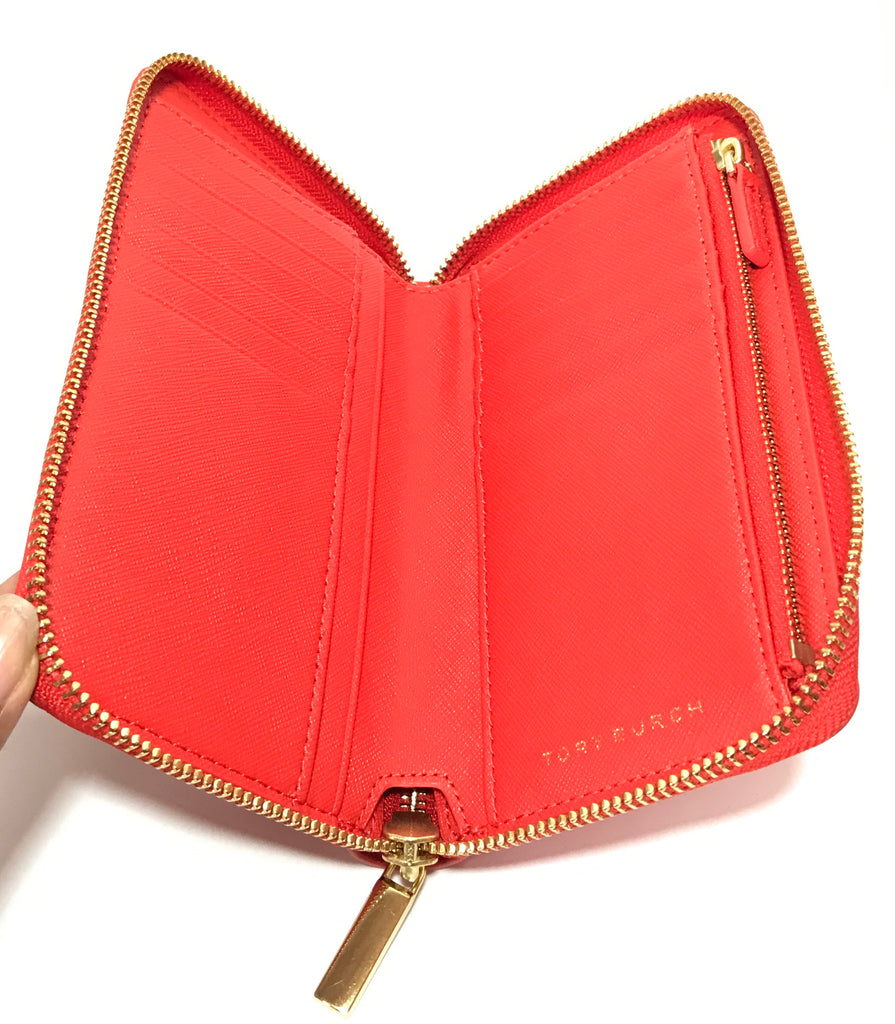 Tory Burch Orange Leather Continental Wallet | Like New |
