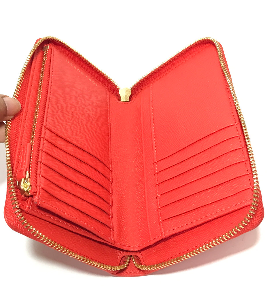 Tory Burch Orange Leather Continental Wallet | Like New |