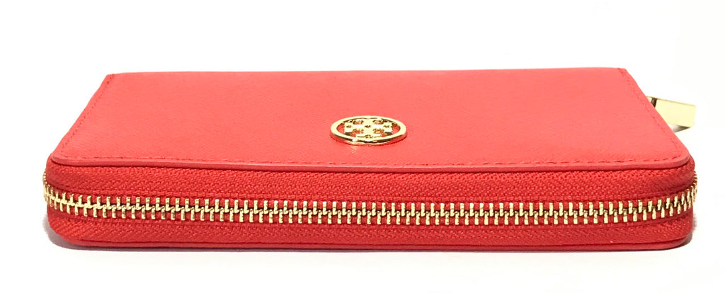 Tory Burch Orange Leather Continental Wallet | Like New |