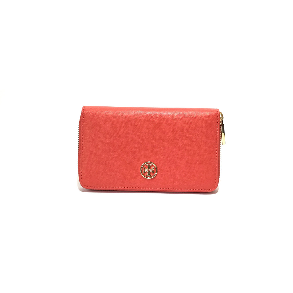 Tory Burch Orange Leather Continental Wallet | Like New |