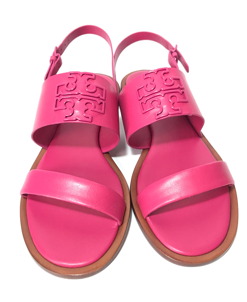 Tory Burch Pink Dual Strap Leather Sandals | Brand New |