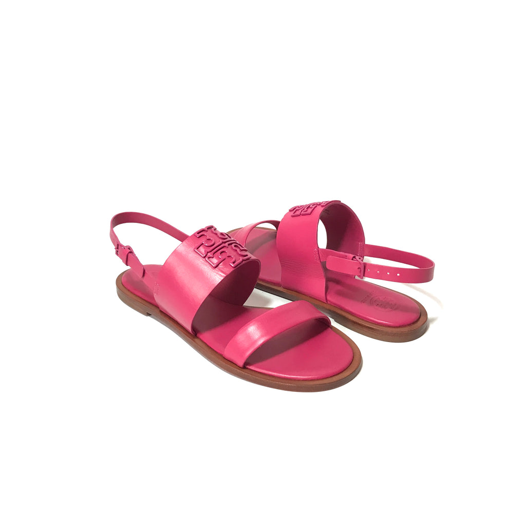 Tory Burch Pink Dual Strap Leather Sandals | Brand New |