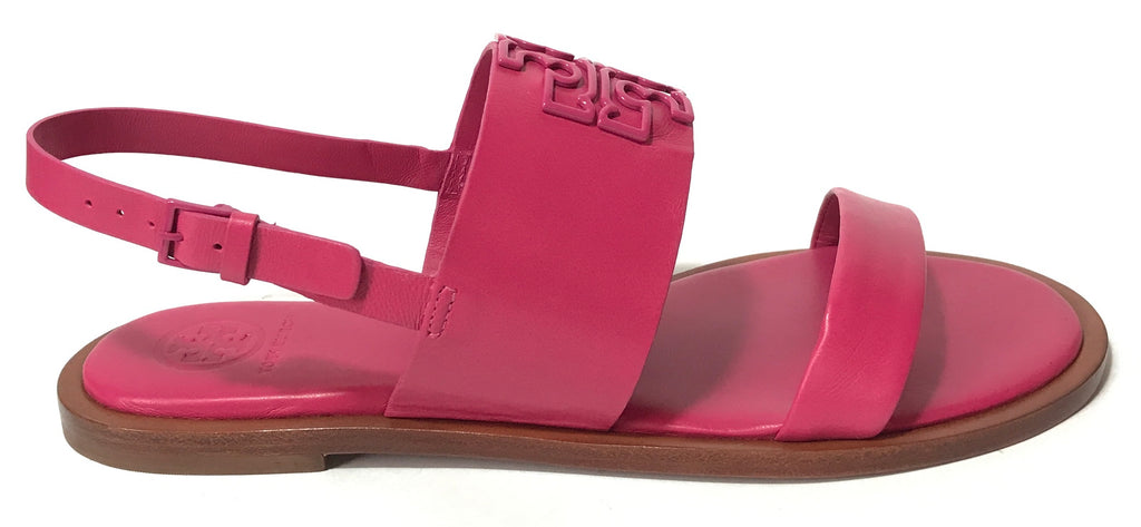 Tory Burch Pink Dual Strap Leather Sandals | Brand New |