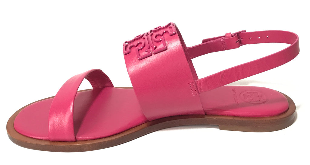 Tory Burch Pink Dual Strap Leather Sandals | Brand New |